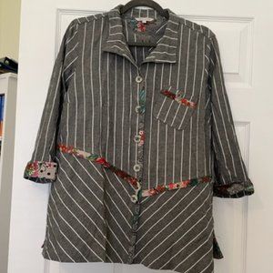 John Mark striped asymmetrical button-down top